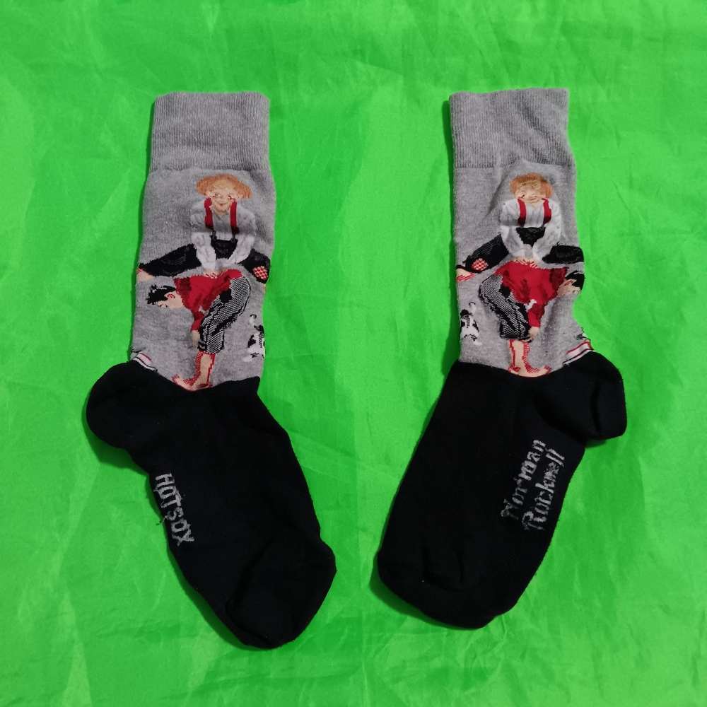 Norman Rockwell Gray and Black Casual Socks